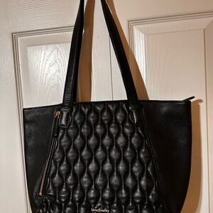 Vera Bradley Black Quilted Tote with Gold Accent